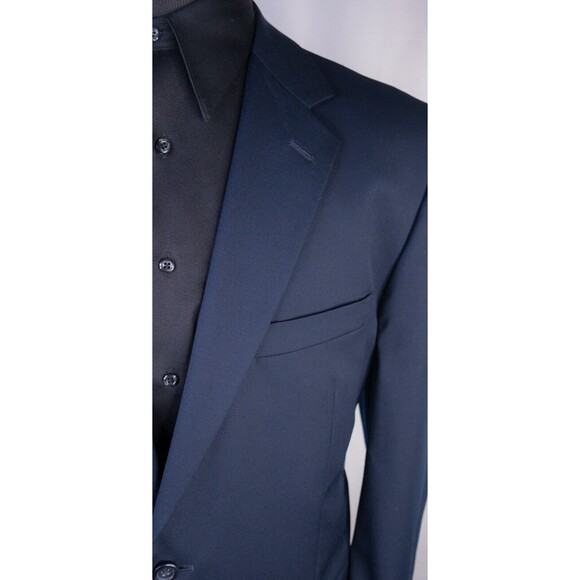 Joseph & Feiss 100% Wool Blue Solid Blazer Sport Coat Jacket Size 44r 2-Button - Picture 4 of 13
